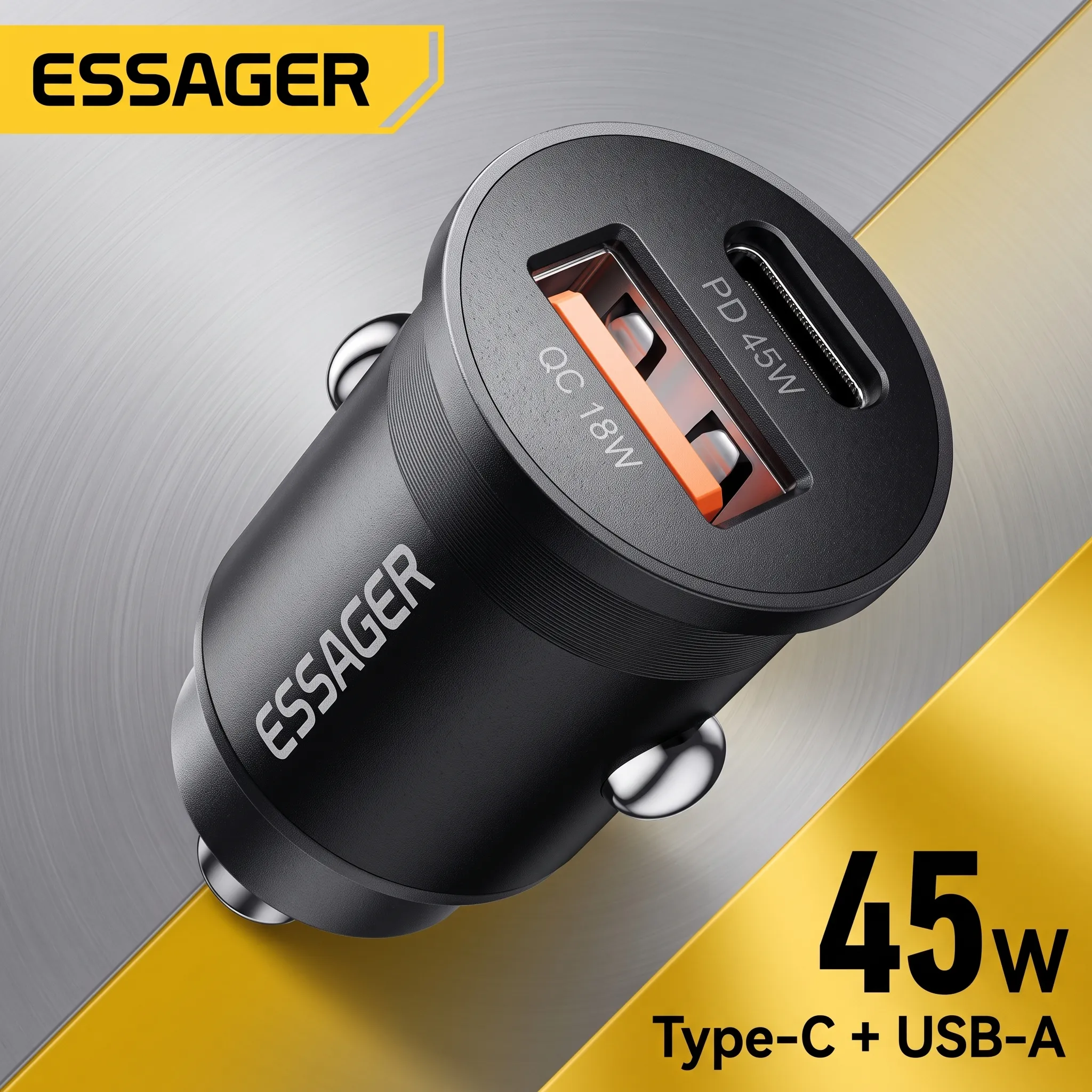 Cargador de Coche Essager 45W USB-C QC 3.0 PD